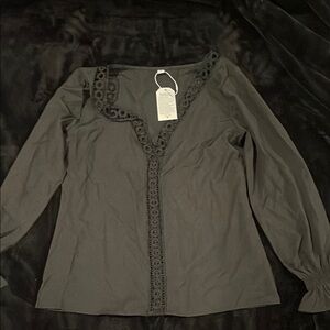Amazon Black Lace Detail Women's Blouse